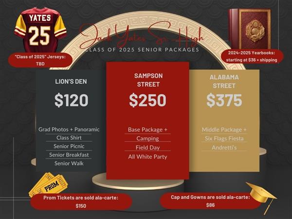 Class of 2025 Senior Events and Costs